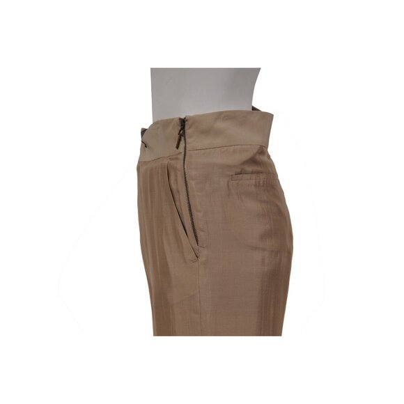 Brunello Cucinelli Womens Wide Zipped Pants US 8 IT 44 Brown Silk Flowy Trousers - Picture 10 of 14